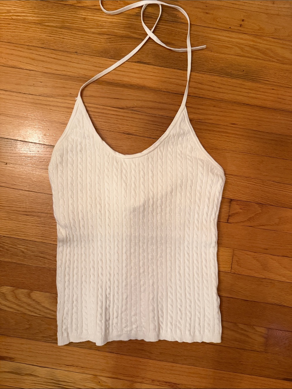 GAP White Cable-Knit Halter Camisole